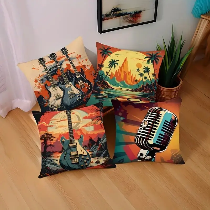 "Music Room" 4 Piece Cushion Covers Set (45cm x 45cm) - Image 4