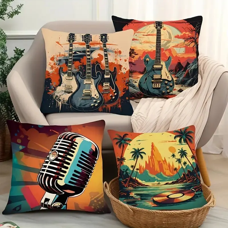 "Music Room" 4 Piece Cushion Covers Set (45cm x 45cm) - Image 6