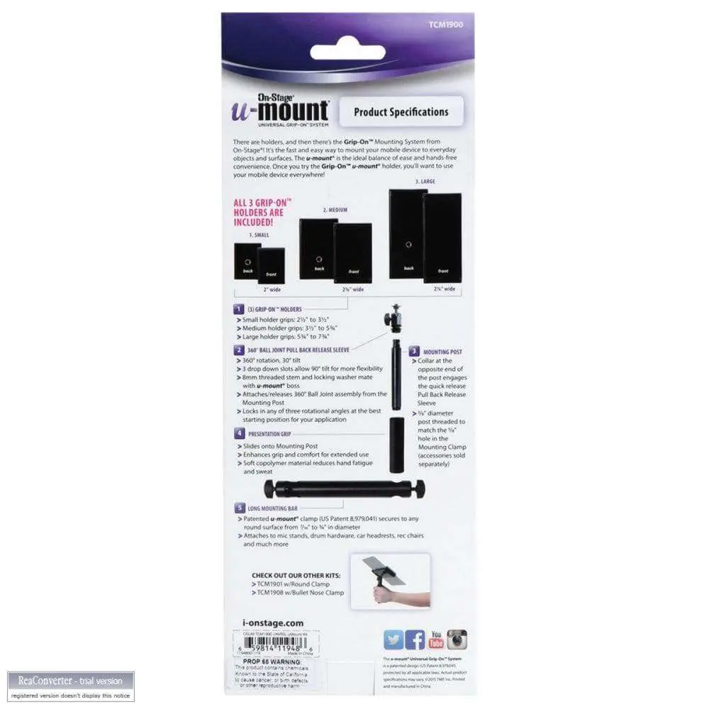 On-Stage Postage Grip-On Universal Device Holder with u-mount Mounting - Image 10