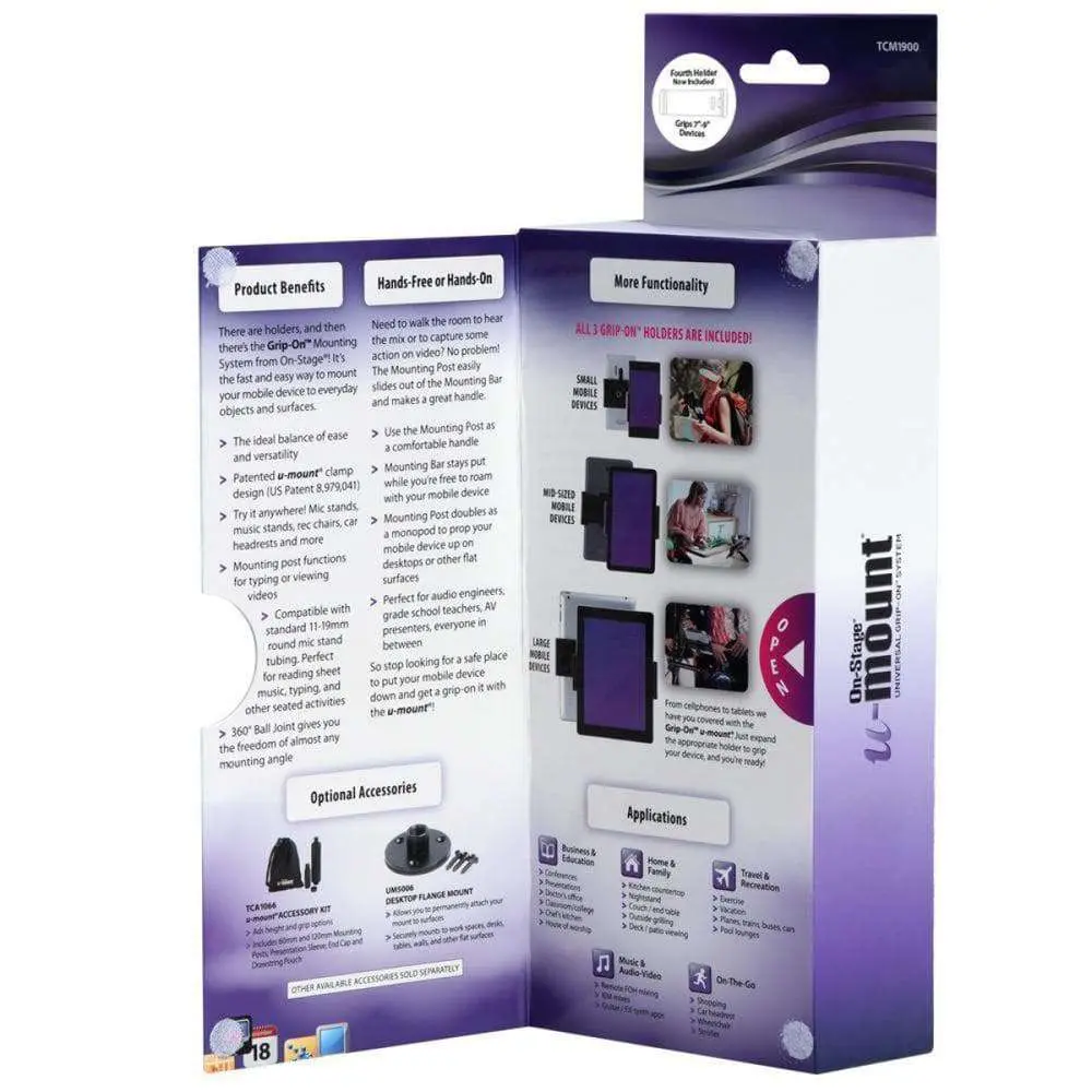 On-Stage Postage Grip-On Universal Device Holder with u-mount Mounting - Image 9
