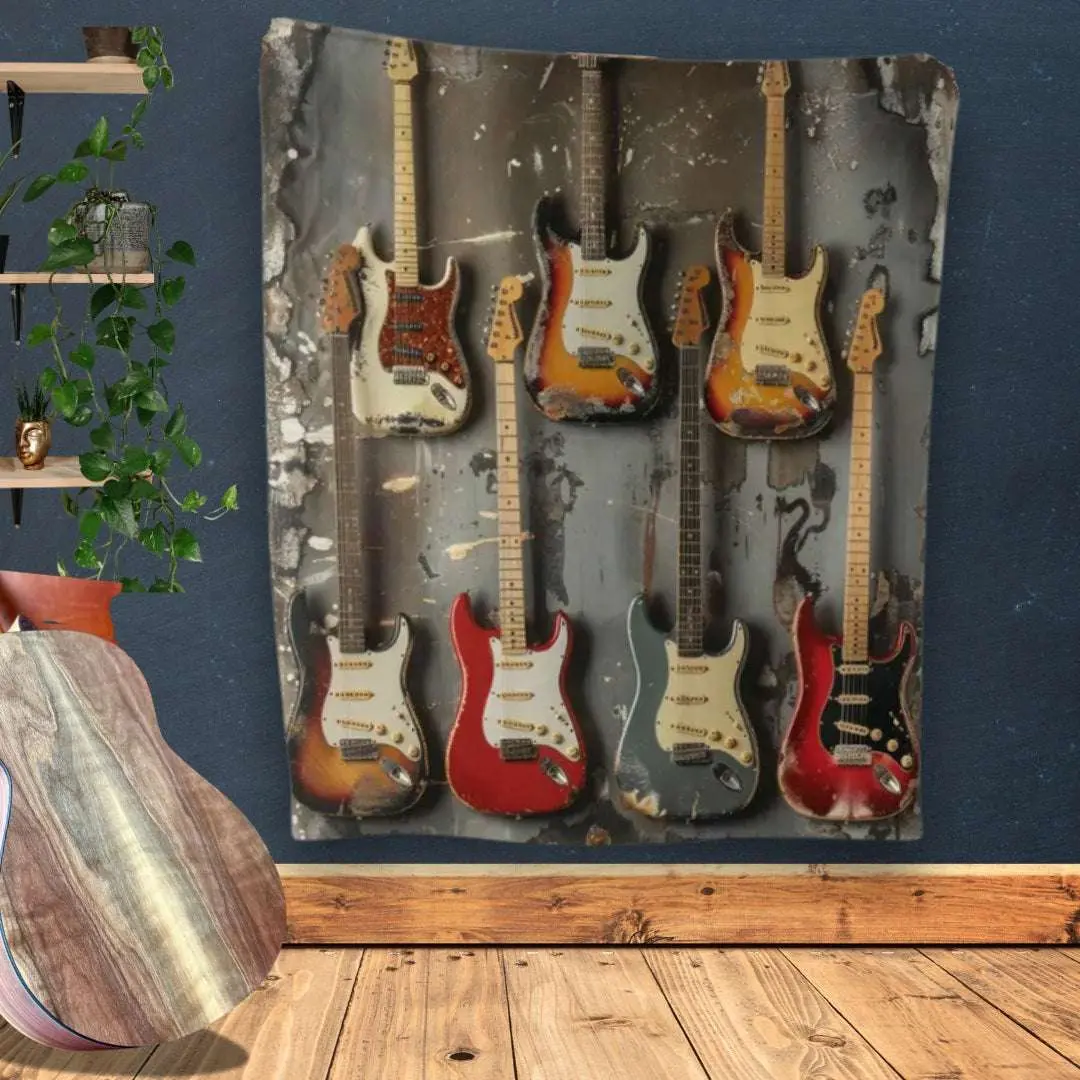 SMJ Guitar Print Cozy Blanket / Throw 150cm x 200cm - Image 2
