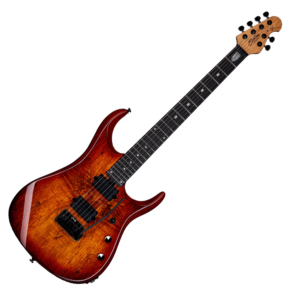 Sterling By Musicman JP150 Dimarzio Spalted Maple Blood Orange Burst - Image 2