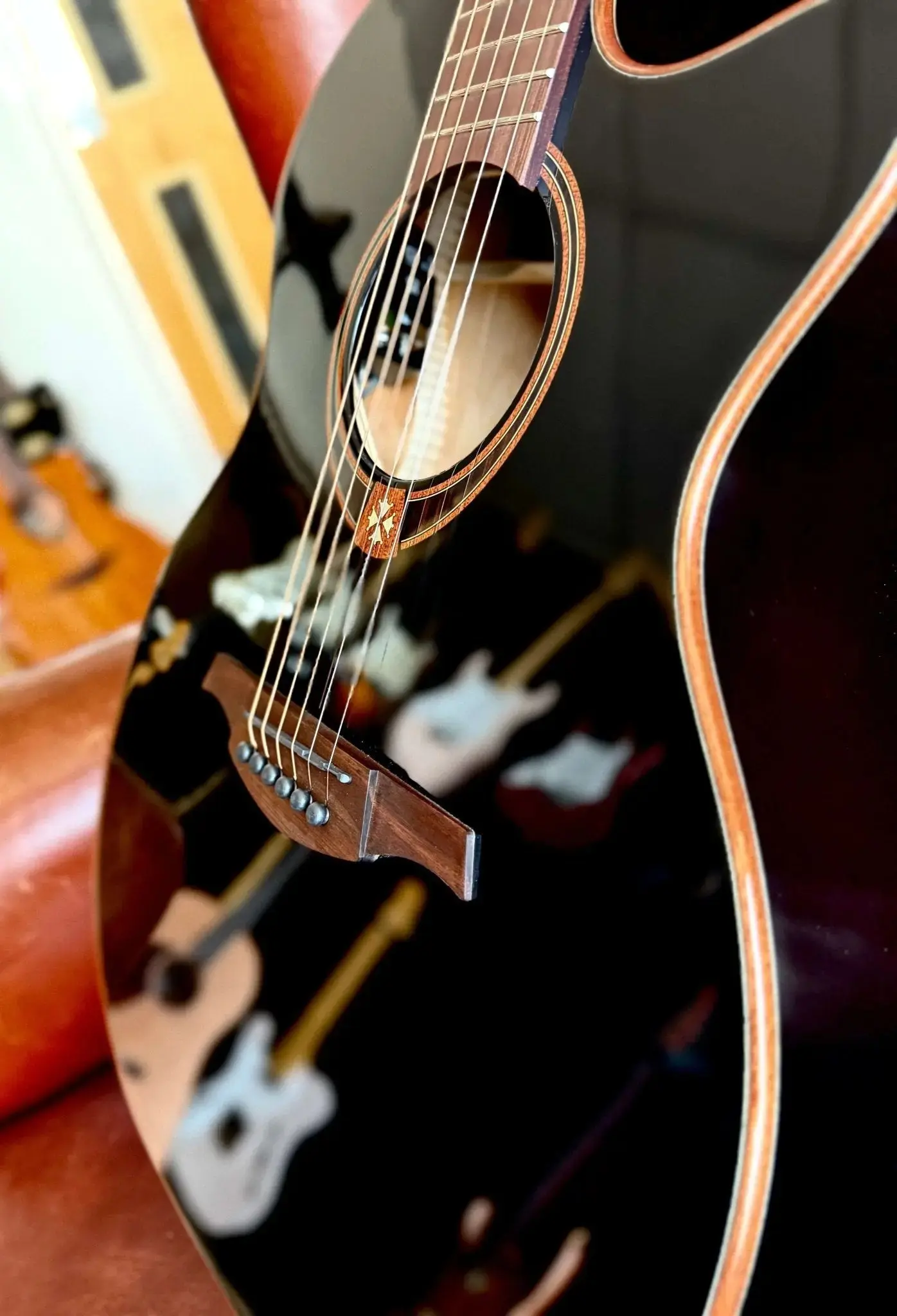 LAG T118ABCE-BLK Special Edition With Bevel.  Exquisite Luxury Electro Acoustic Guitar - Image 4