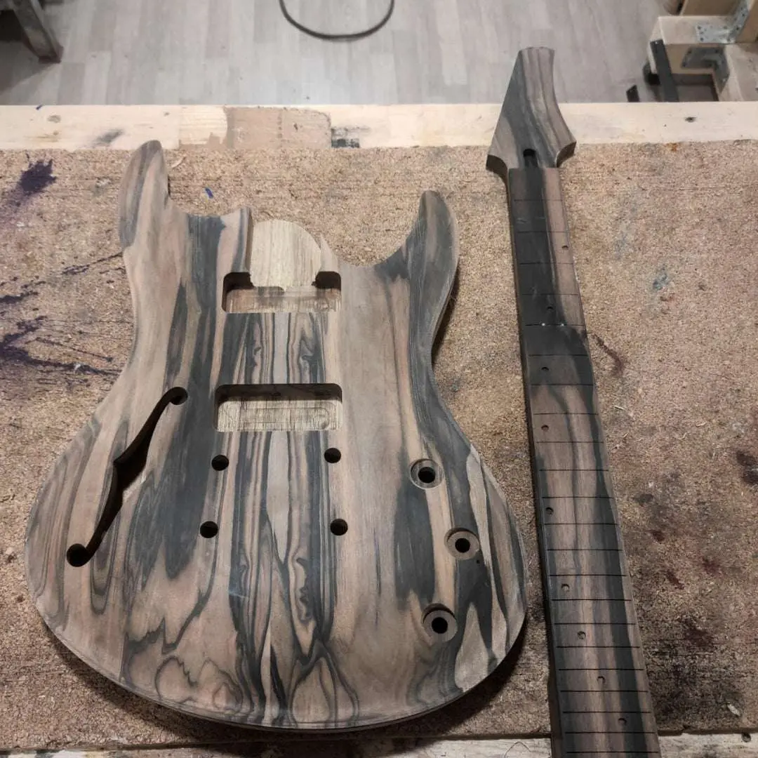 Valenti Carved Semi Hollow Nebula Solid Figured Ebony - Image 11