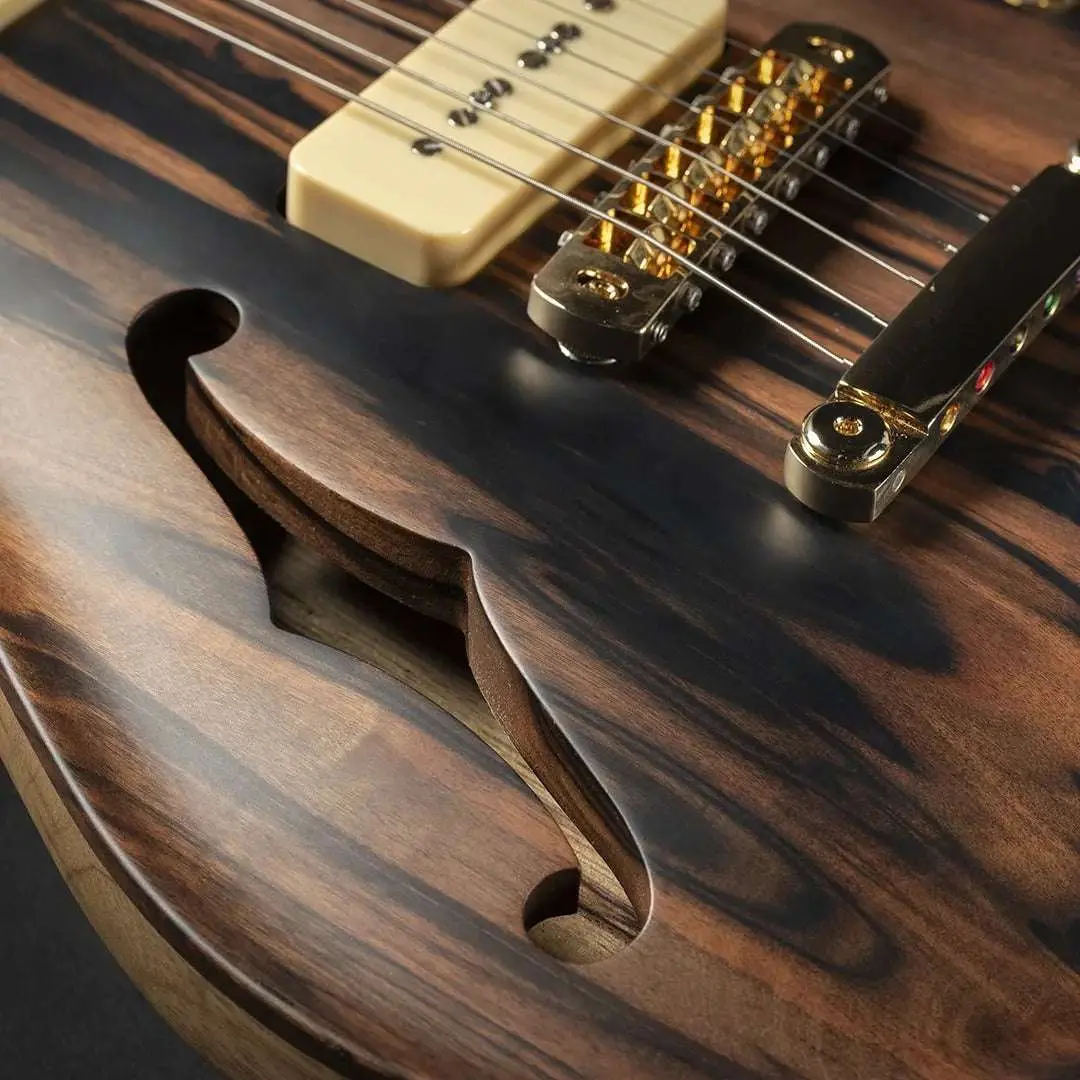 Valenti Carved Semi Hollow Nebula Solid Figured Ebony - Image 3