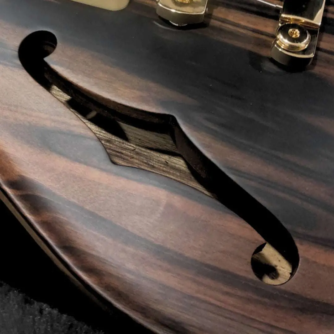 Valenti Carved Semi Hollow Nebula Solid Figured Ebony - Image 7
