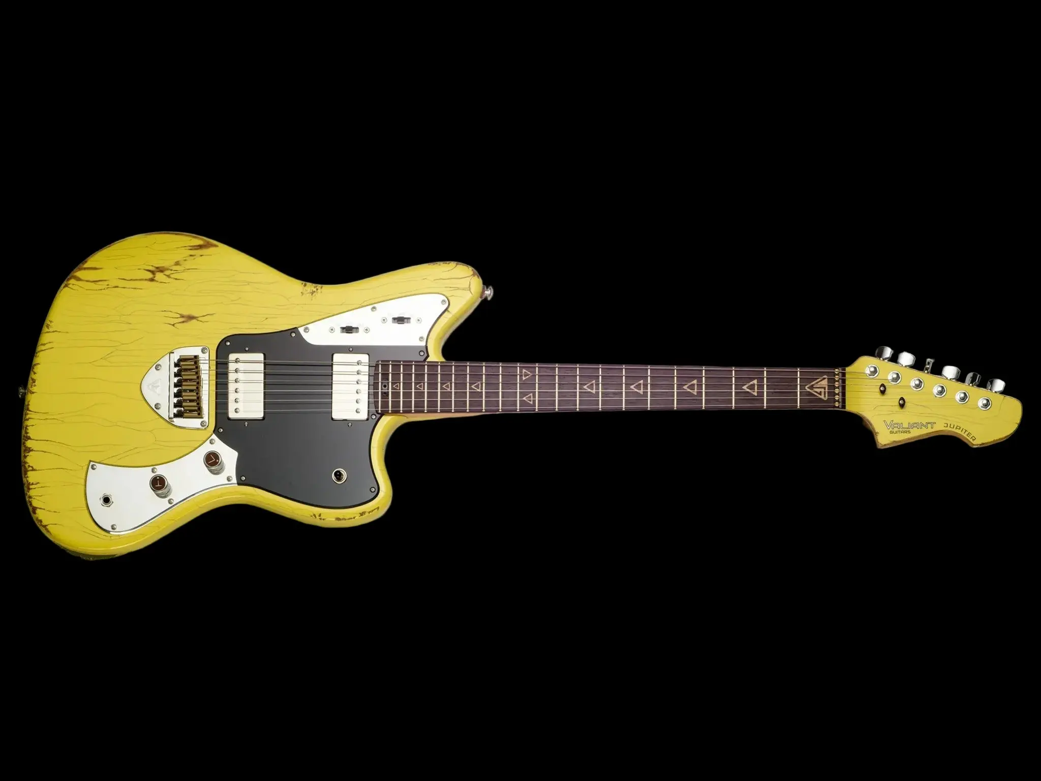 Valiant Jupiter Distressed Banana Yellow Electric Guitar - Image 2