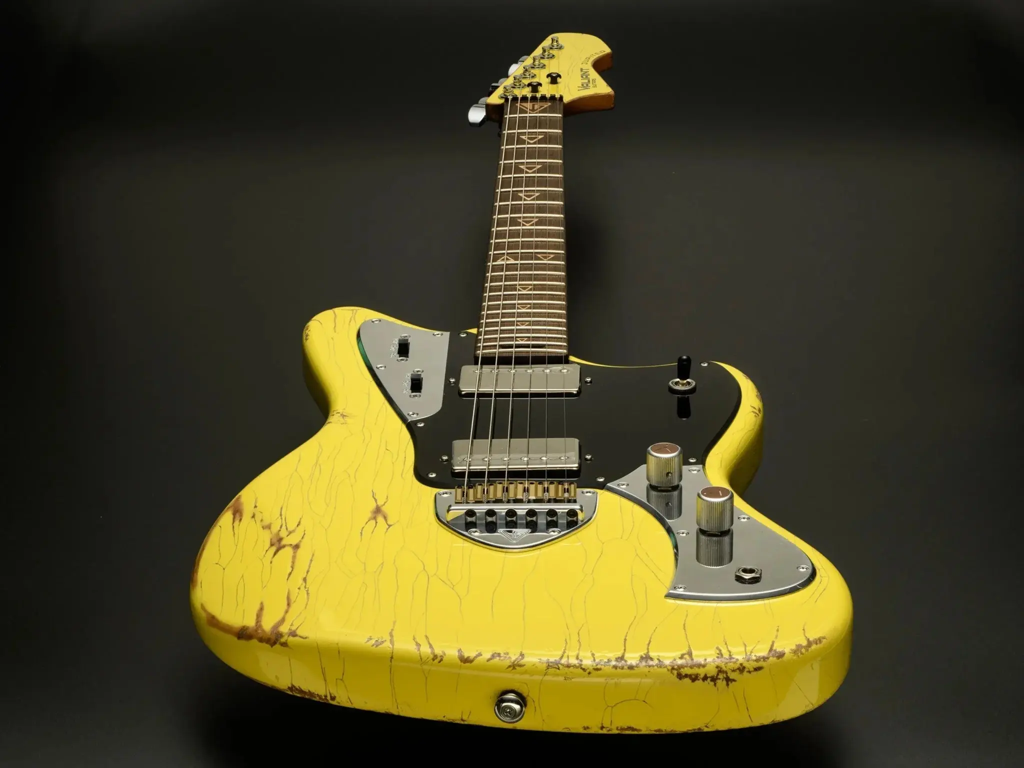 Valiant Jupiter Distressed Banana Yellow Electric Guitar - Image 4