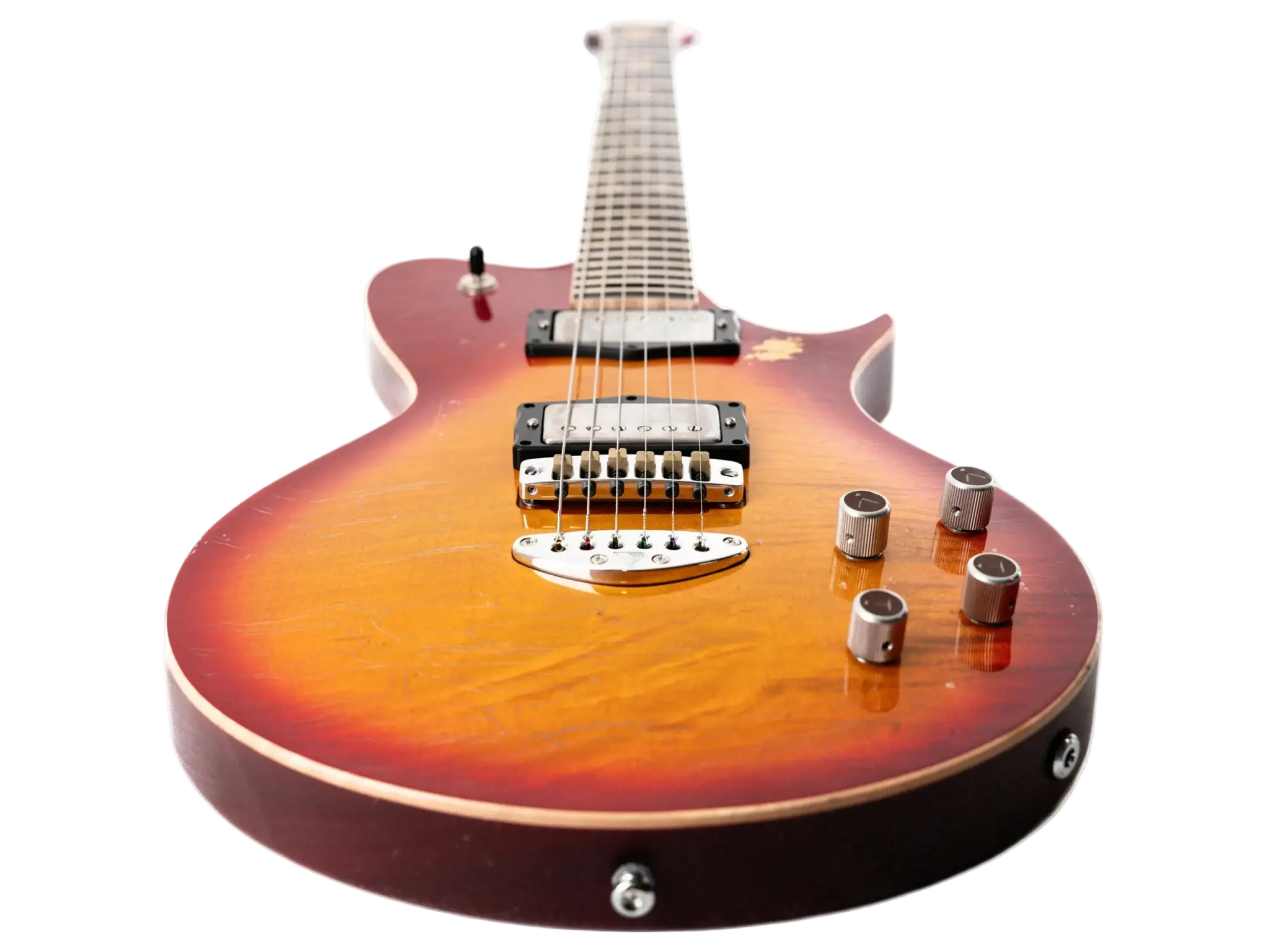 Valiant Smith Distressed Cherry Burst Electric Guitar - Image 4