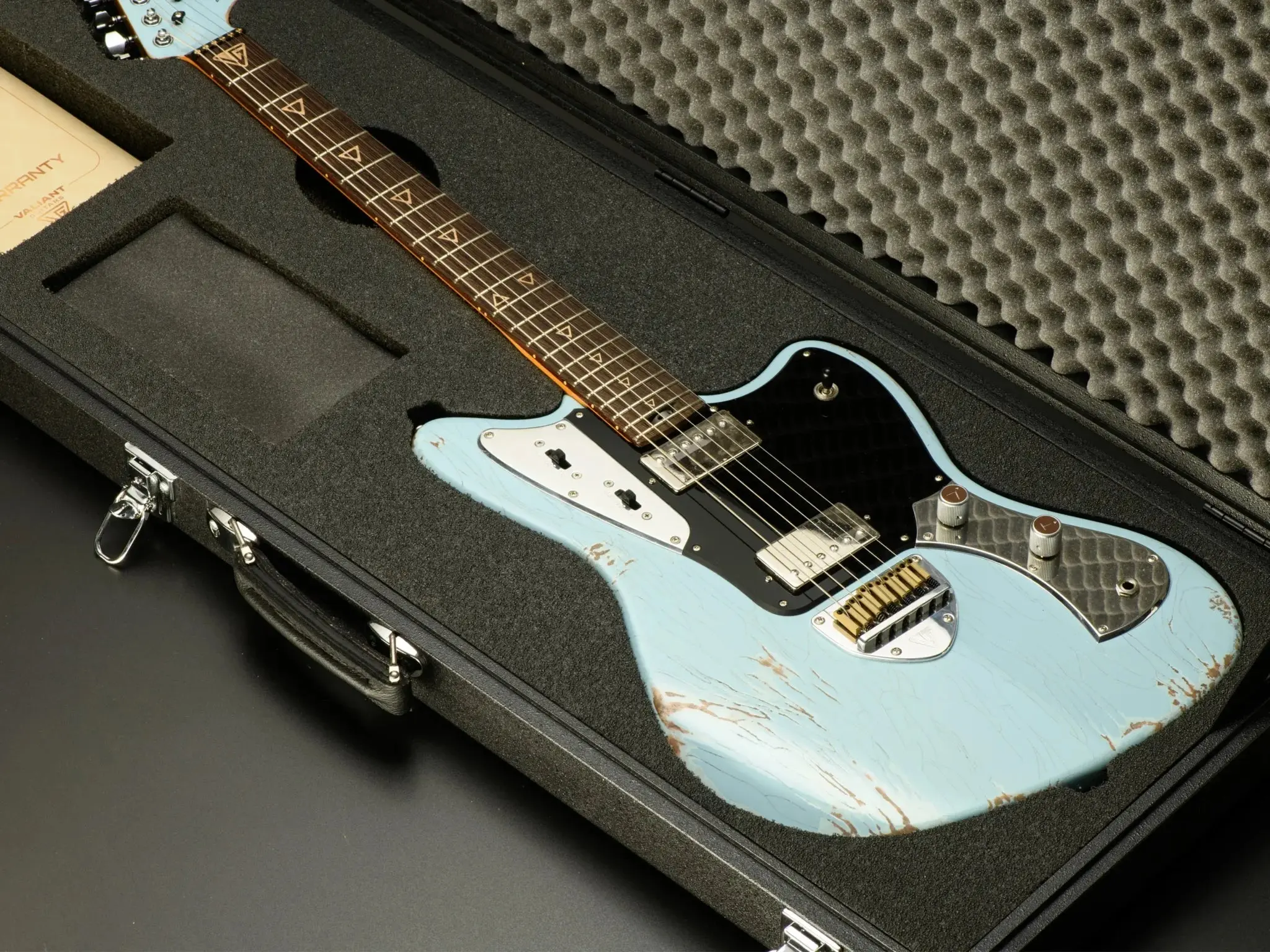Valiant Jupiter Distressed Sonic Blue Electric Guitar - Image 2