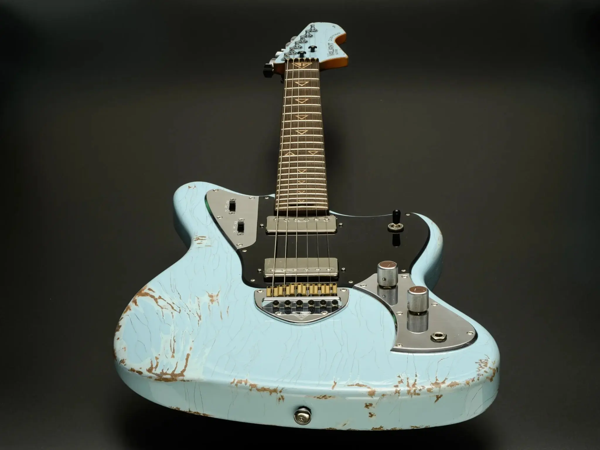 Valiant Jupiter Distressed Sonic Blue Electric Guitar - Image 4