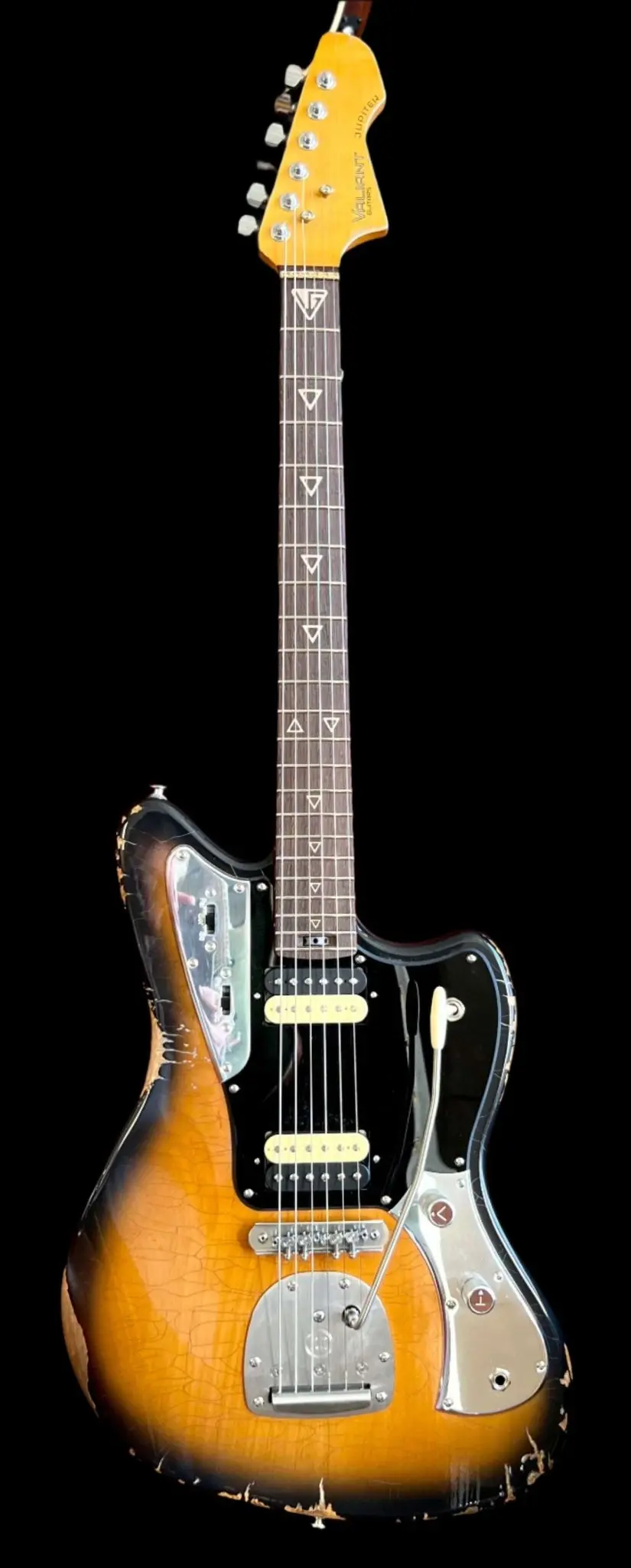 Valiant Jupiter Sunburst Distressed Mastery - With Stainless Steel Frets Upgrade - Ultimate Luxury Hand Crafted Electic Guitar - Image 25
