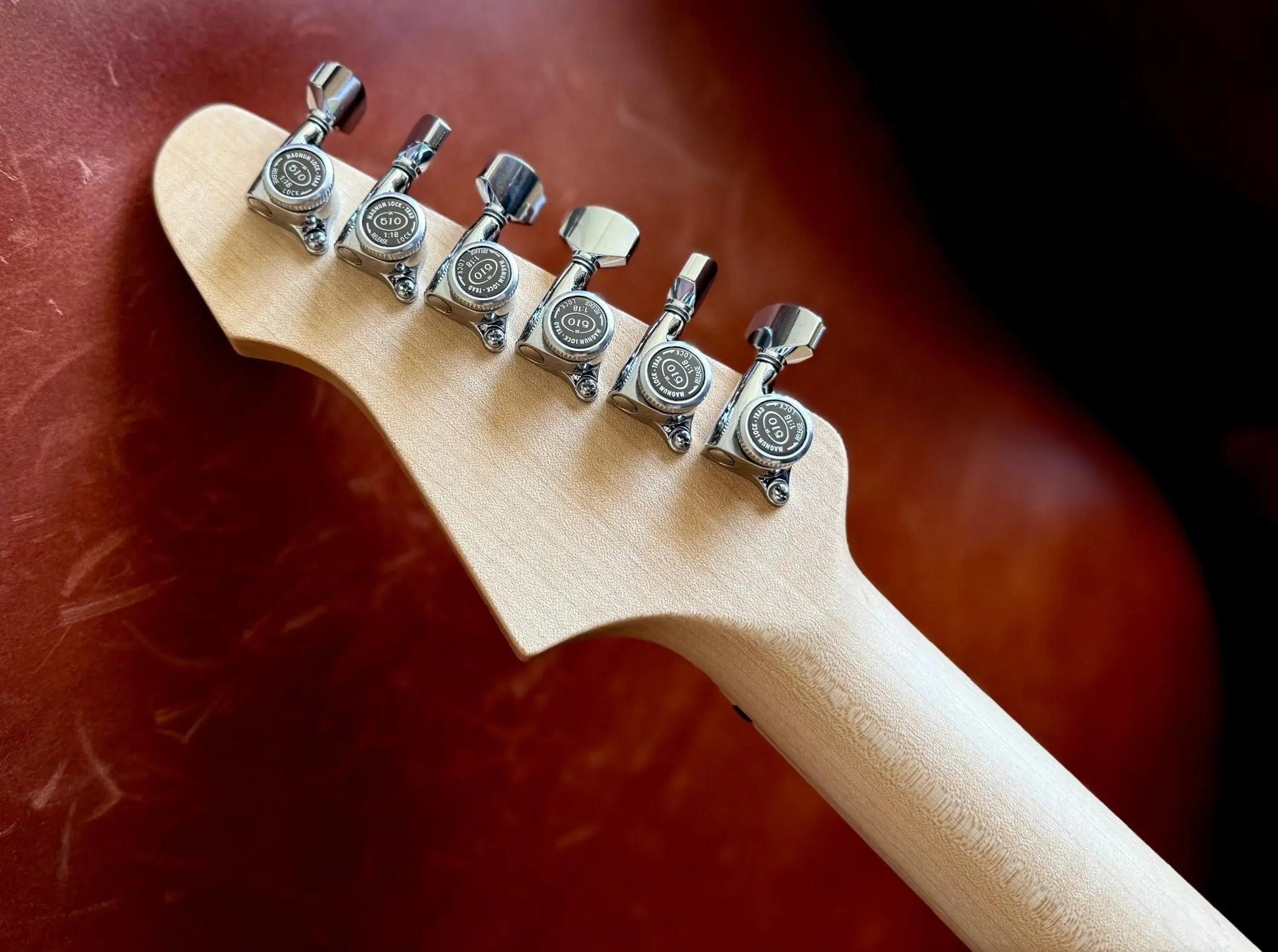 Valiant Mercury Burgundy Red w' 1 Piece Body & Stainless Steel Frets - Image 6