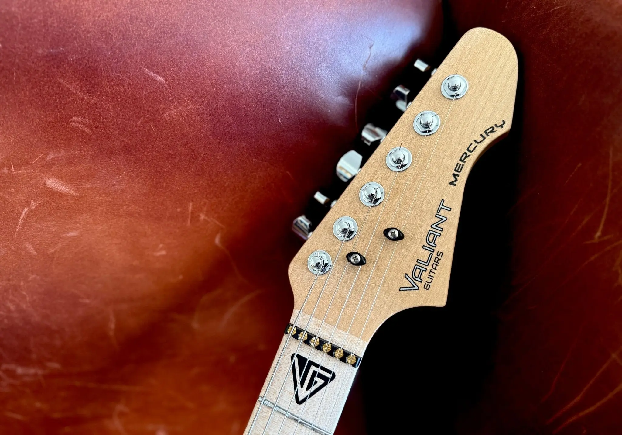 Valiant Mercury Burgundy Red w' 1 Piece Body & Stainless Steel Frets - Image 9
