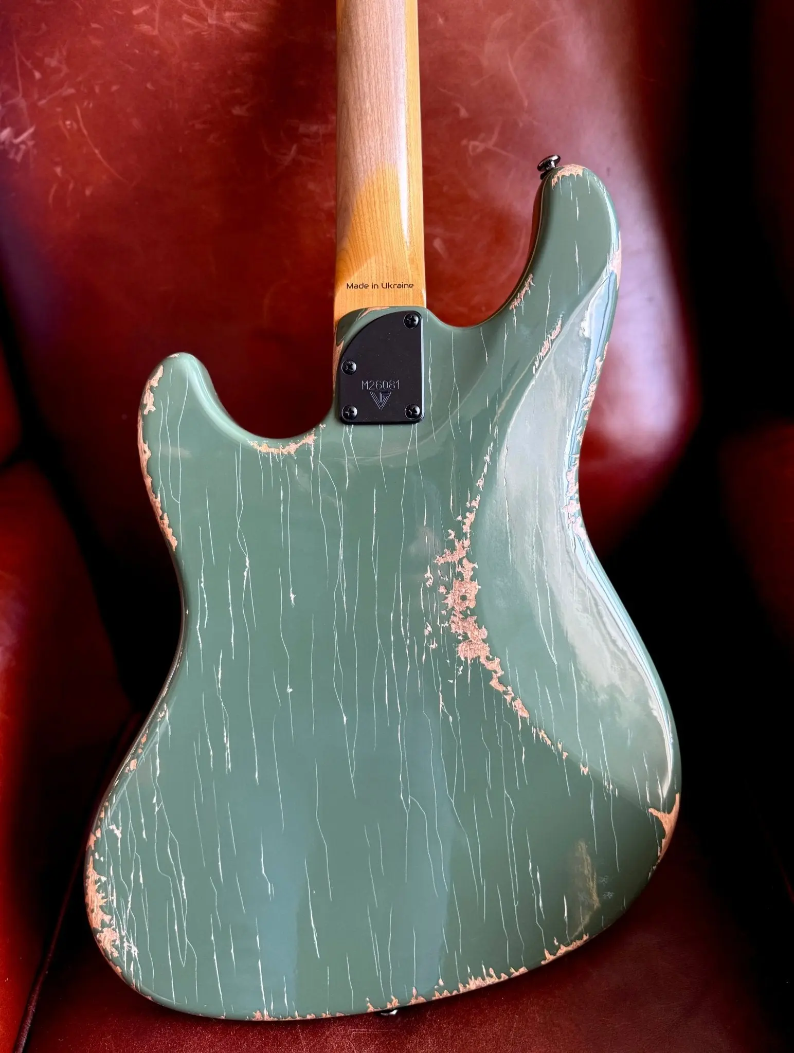 Valiant Olive Green Distressed "Extreme" w' Stainless Steel Frets - Image 10