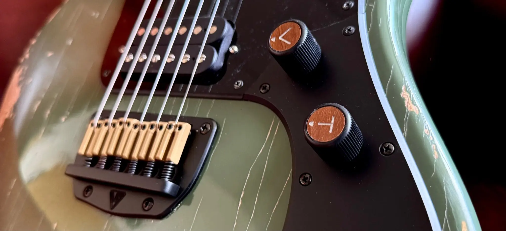 Valiant Olive Green Distressed "Extreme" w' Stainless Steel Frets - Image 3