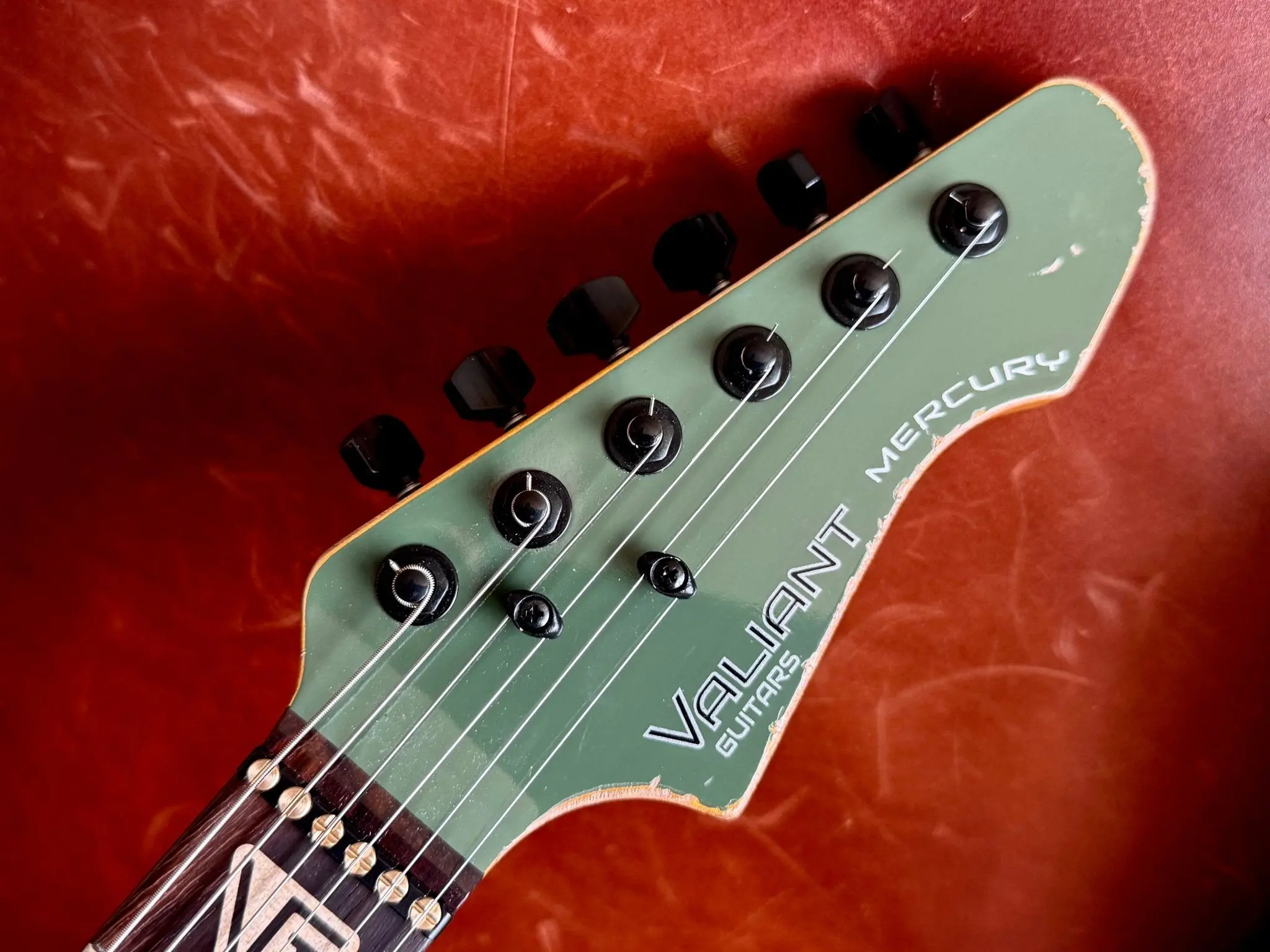 Valiant Olive Green Distressed "Extreme" w' Stainless Steel Frets - Image 6