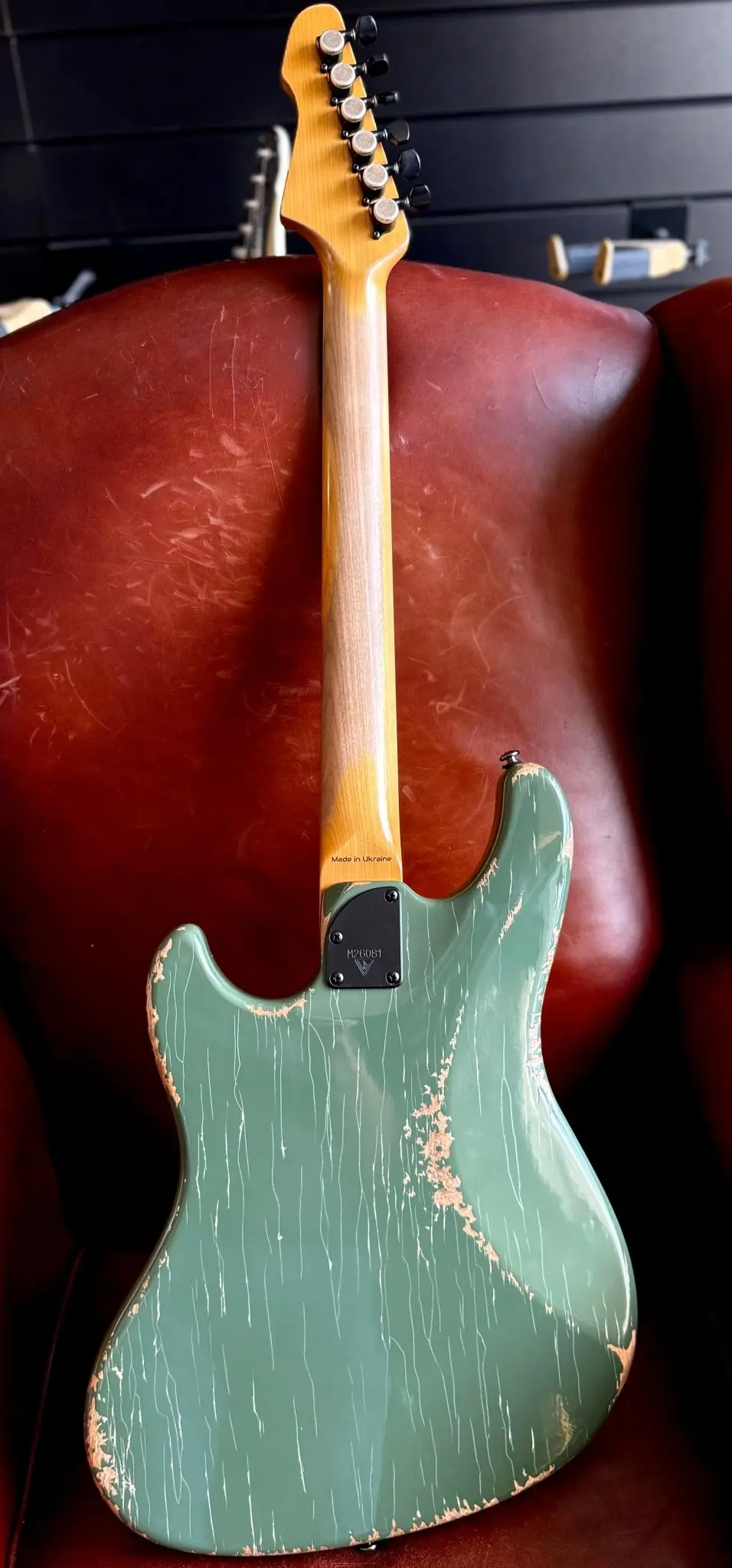 Valiant Olive Green Distressed "Extreme" w' Stainless Steel Frets - Image 9