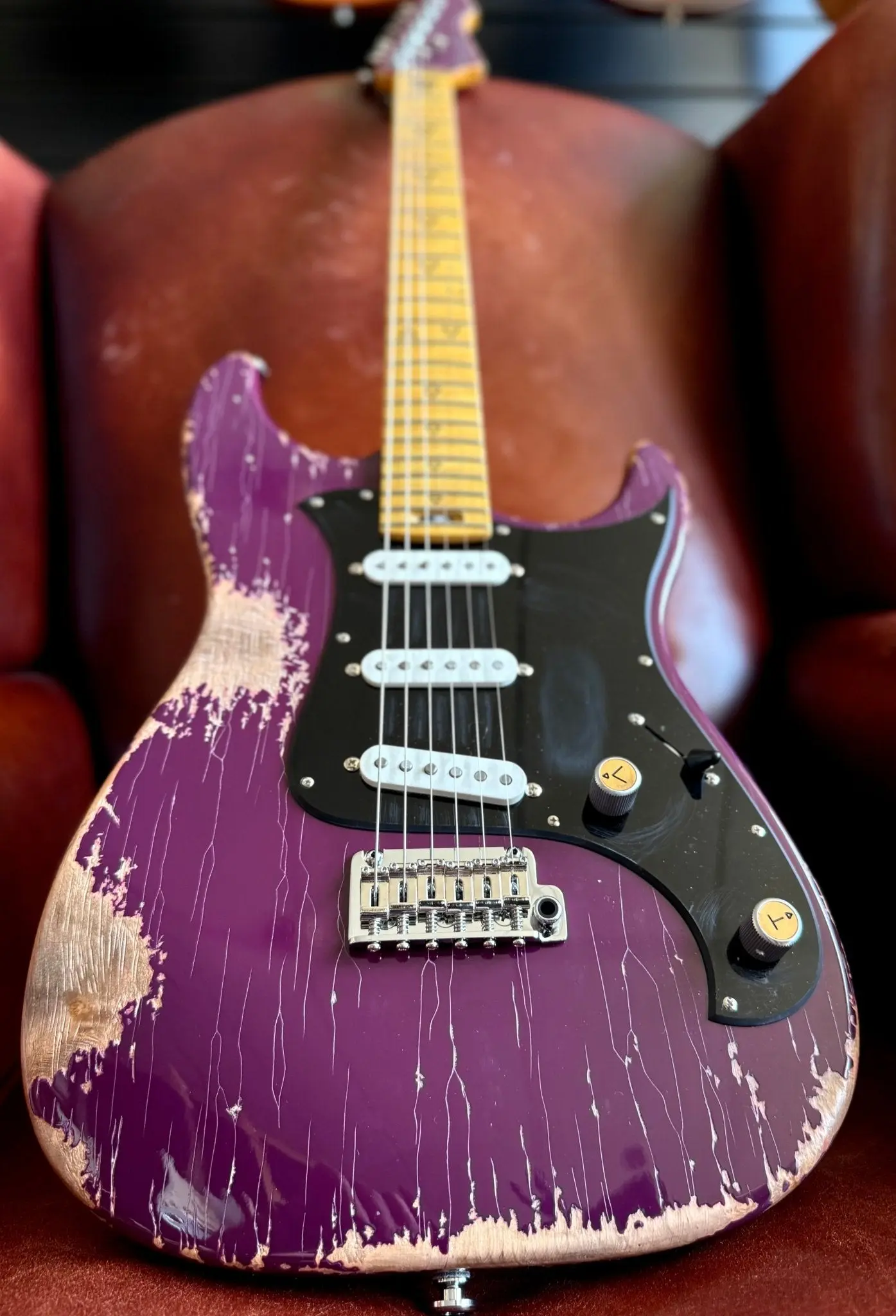 Valiant Soothsayer Distressed Purple W' Stainless Steel Fret Upgrade - Image 17