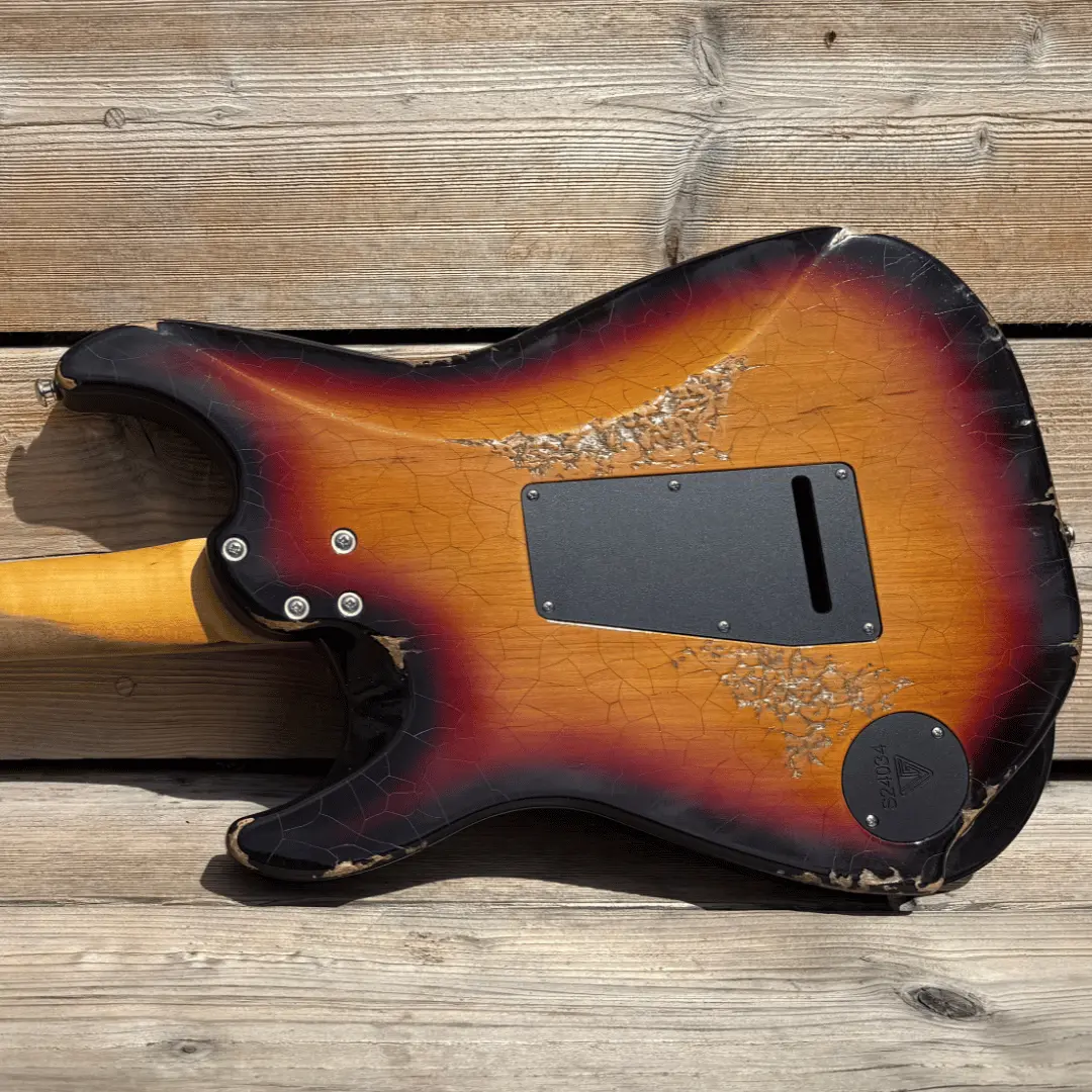 Valiant Soothsayer Distressed Vintage Burst W' Stainless Steel Fret Upgrade - Image 6