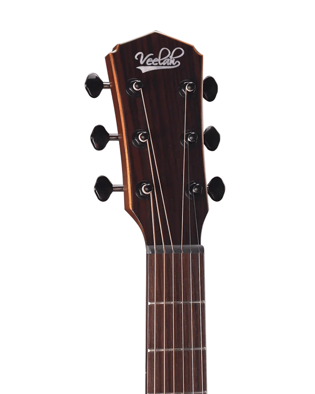 Veelah V4 OM Solid Top Rosewood Armrest Satin Black Acoustic Guitar w/ Gig Bag - Image 3