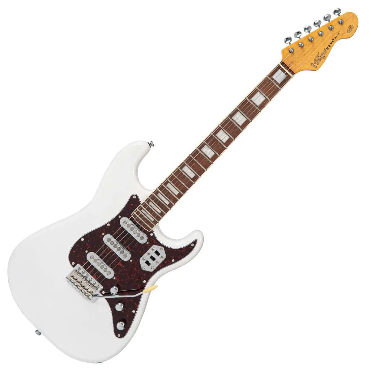 Vintage REVO Series 'Deluxe' Guitar ~ Arctic White - Image 13