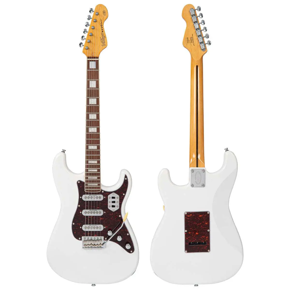 Vintage REVO Series 'Deluxe' Guitar ~ Arctic White - Image 14