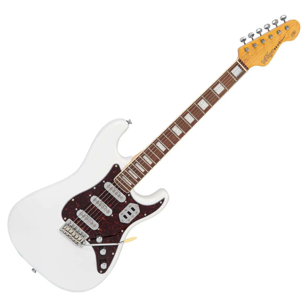 Vintage REVO Series 'Deluxe' Guitar ~ Arctic White - Image 6