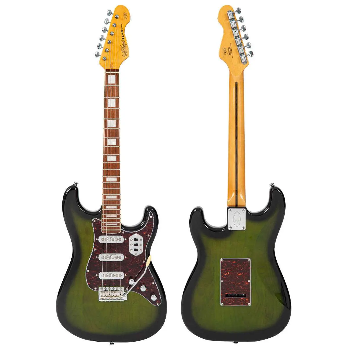 Vintage REVO Series 'Deluxe' Guitar ~ Greenburst - Image 14