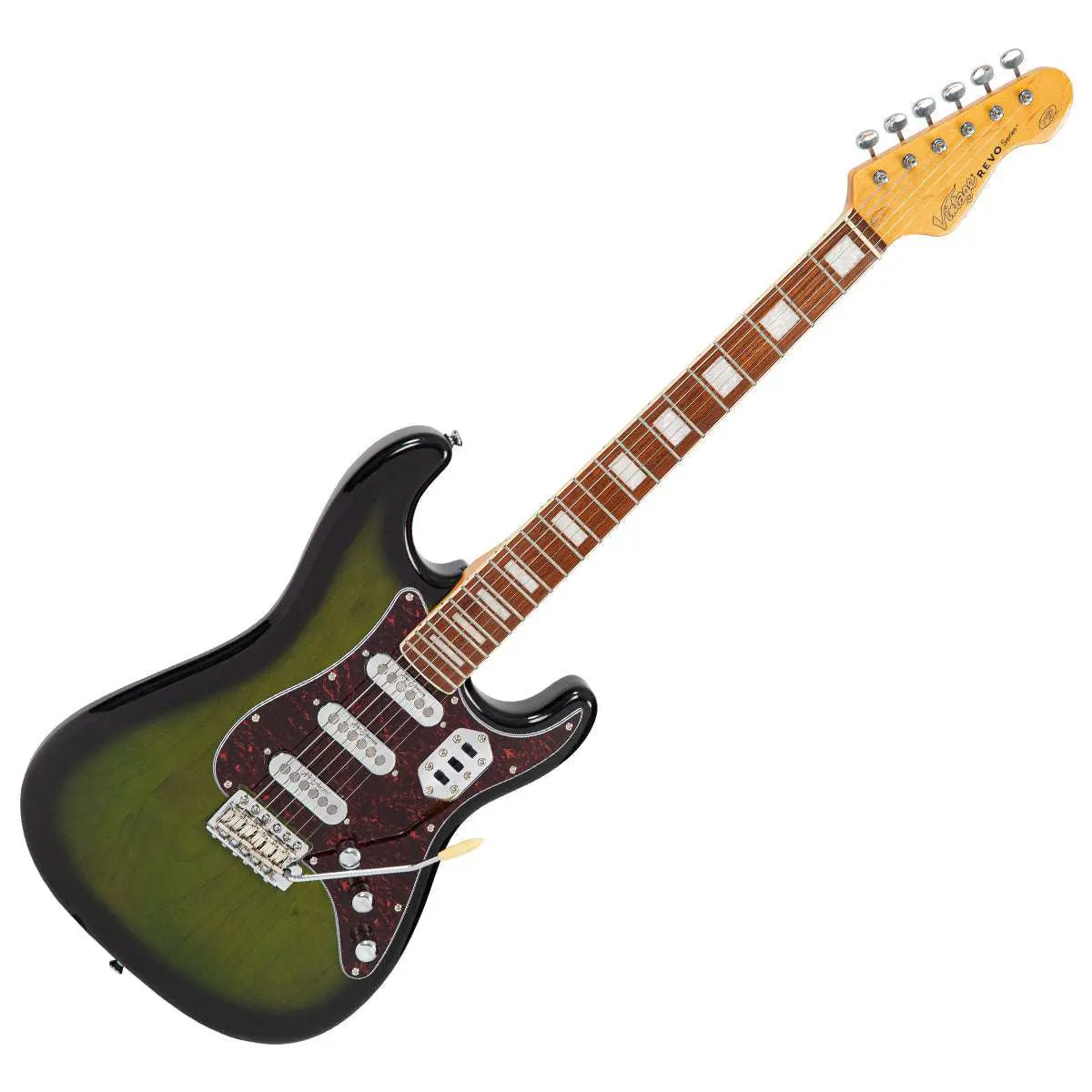 Vintage REVO Series 'Deluxe' Guitar ~ Greenburst - Image 7