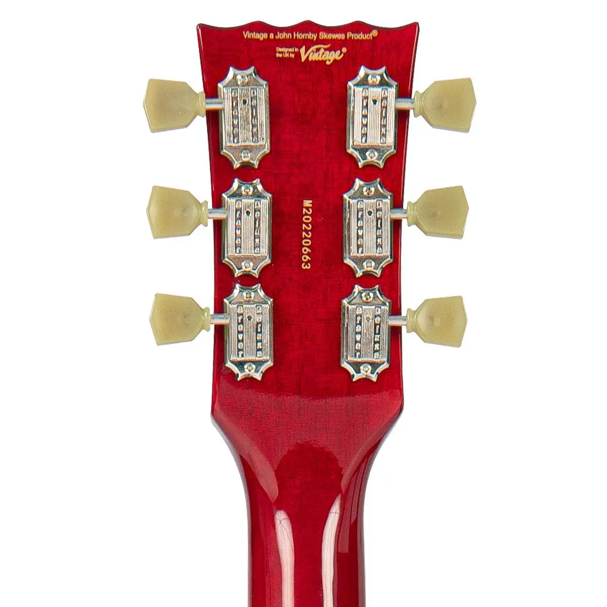 Vintage REVO Series 'Superthin' Electric Guitar ~ Cherry Red - Image 11
