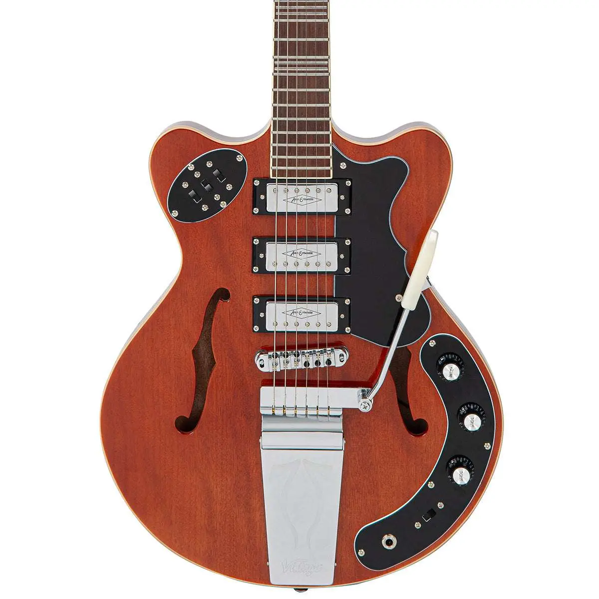 Vintage REVO Series 'Superthin' Electric Guitar ~ Natural - Image 8
