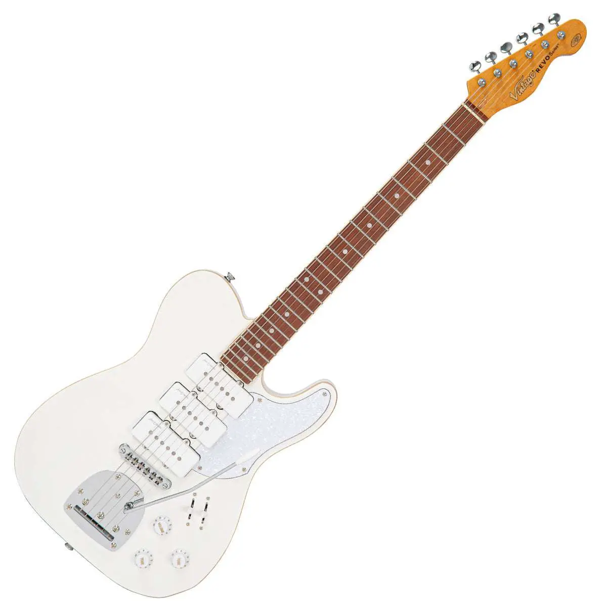 Vintage REVO Series Trio Electric Guitar ~ Arctic White - Image 13