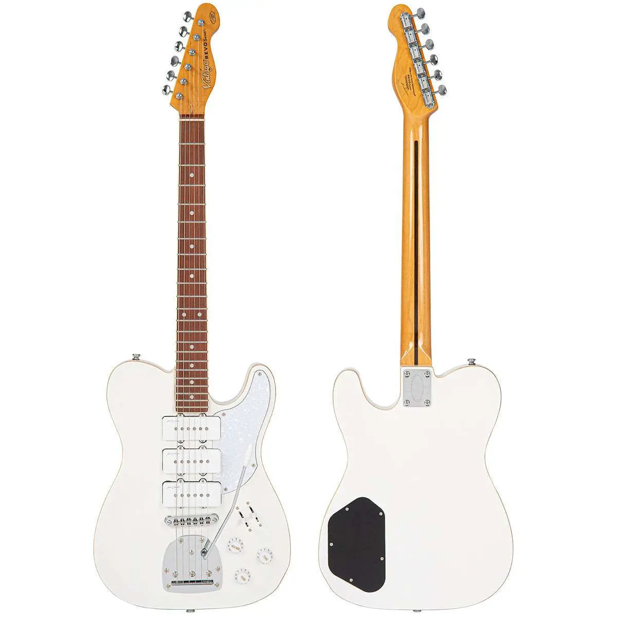 Vintage REVO Series Trio Electric Guitar ~ Arctic White - Image 14