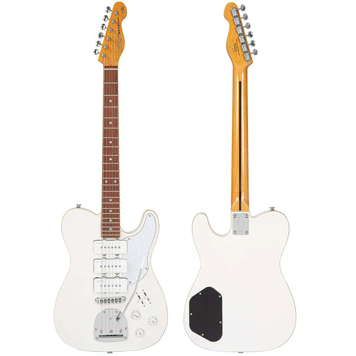 Vintage REVO Series Trio Electric Guitar ~ Arctic White - Image 5