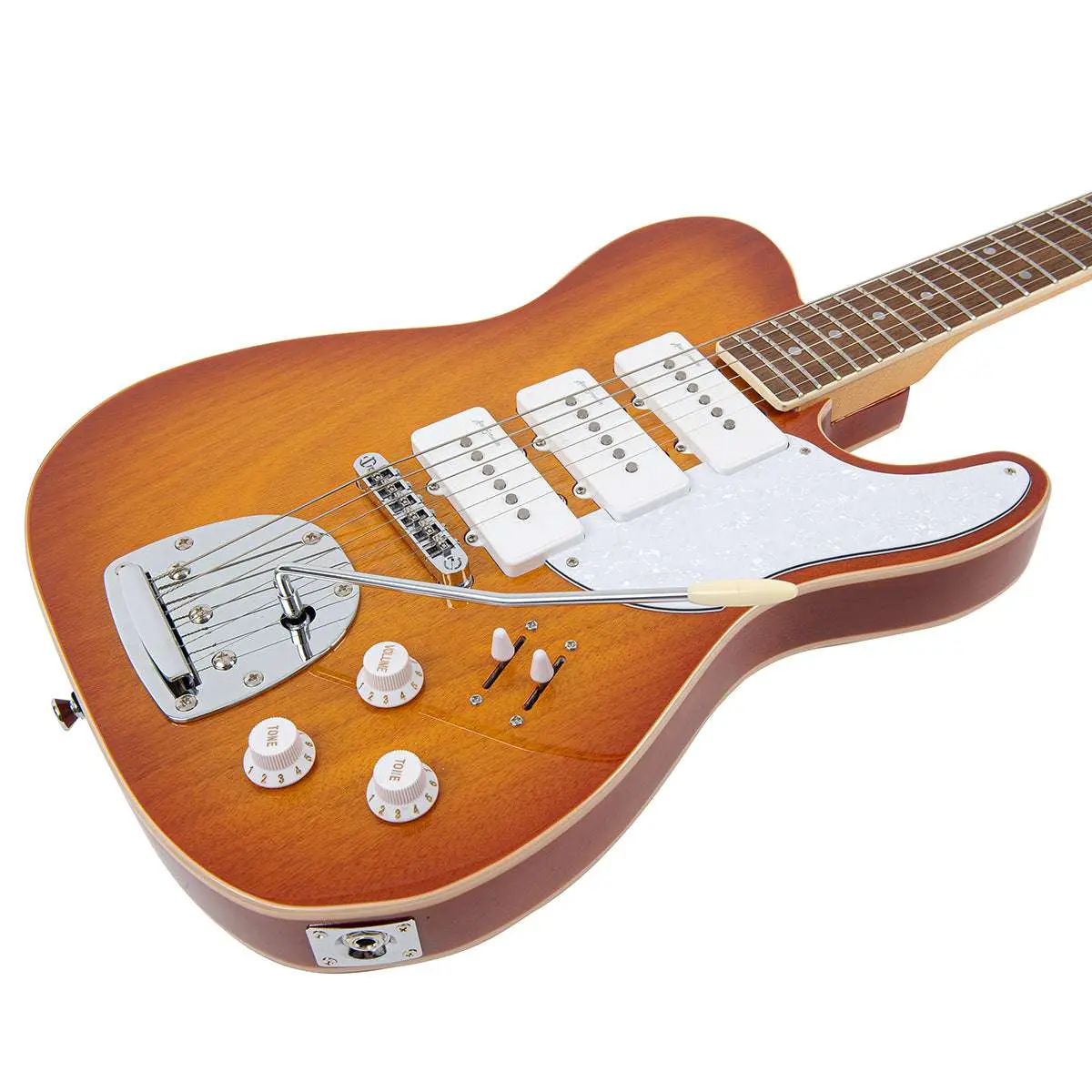 Vintage REVO Series Trio Electric Guitar ~ Honeyburst - Image 10