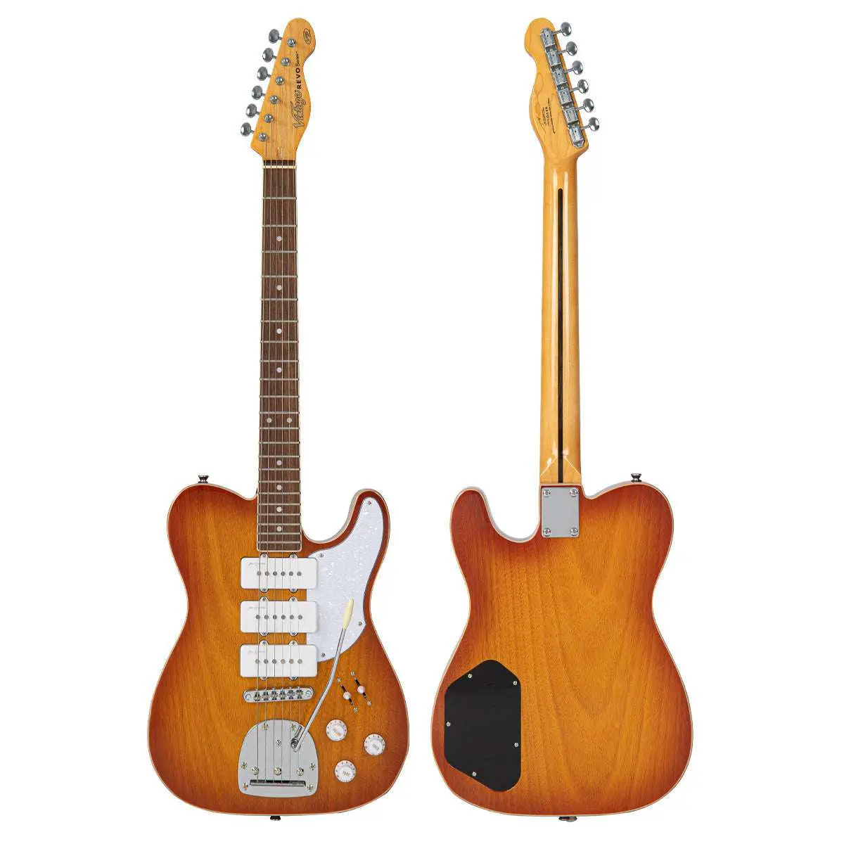 Vintage REVO Series Trio Electric Guitar ~ Honeyburst - Image 16