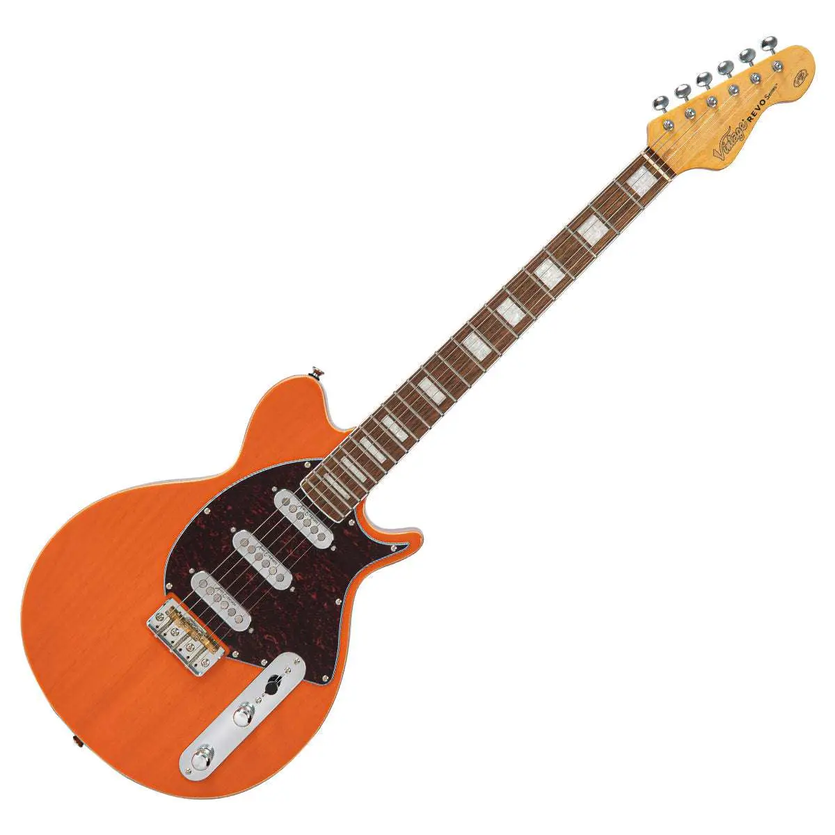 Vintage REVO Series 'Vision' Electric Guitar ~ Trans Orange - Image 15