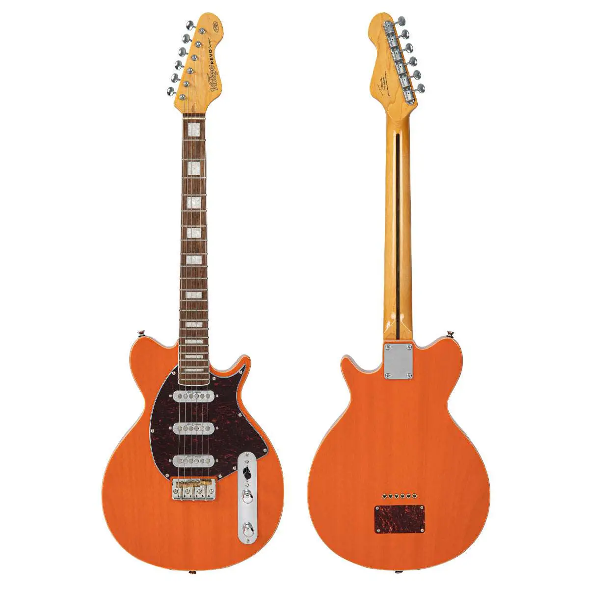 Vintage REVO Series 'Vision' Electric Guitar ~ Trans Orange - Image 5