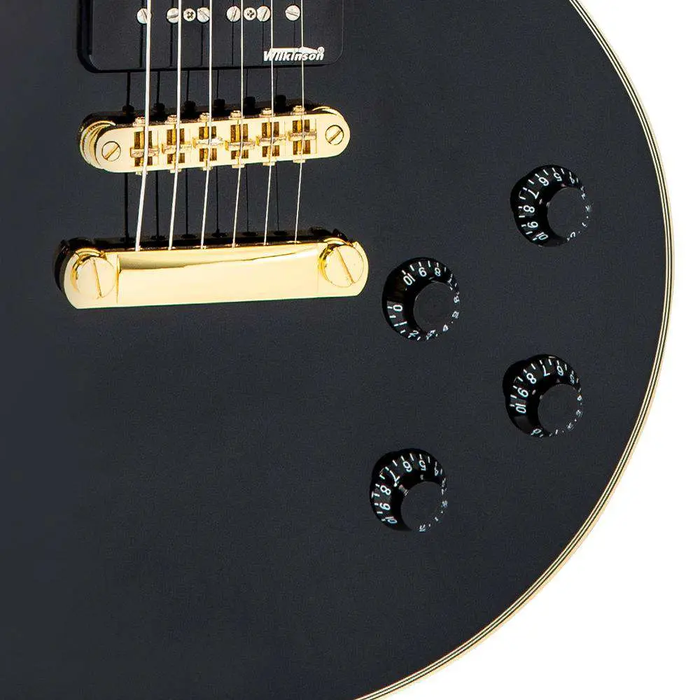 Vintage V100PBB ReIssued Electric Guitar w/W90 Pickups ~ Boulevard Black - Image 15