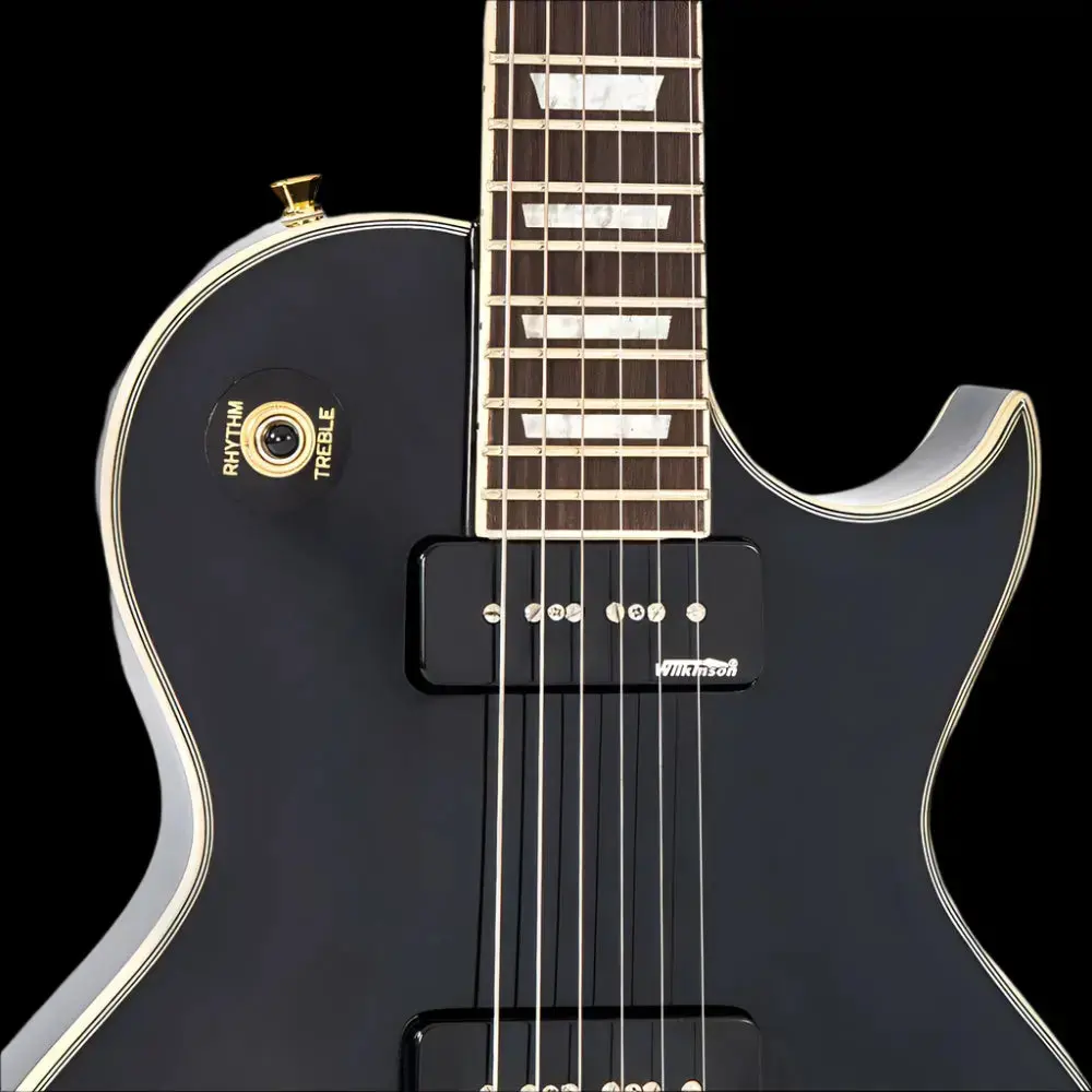 Vintage V100PBB ReIssued Electric Guitar w/W90 Pickups ~ Boulevard Black - Image 2