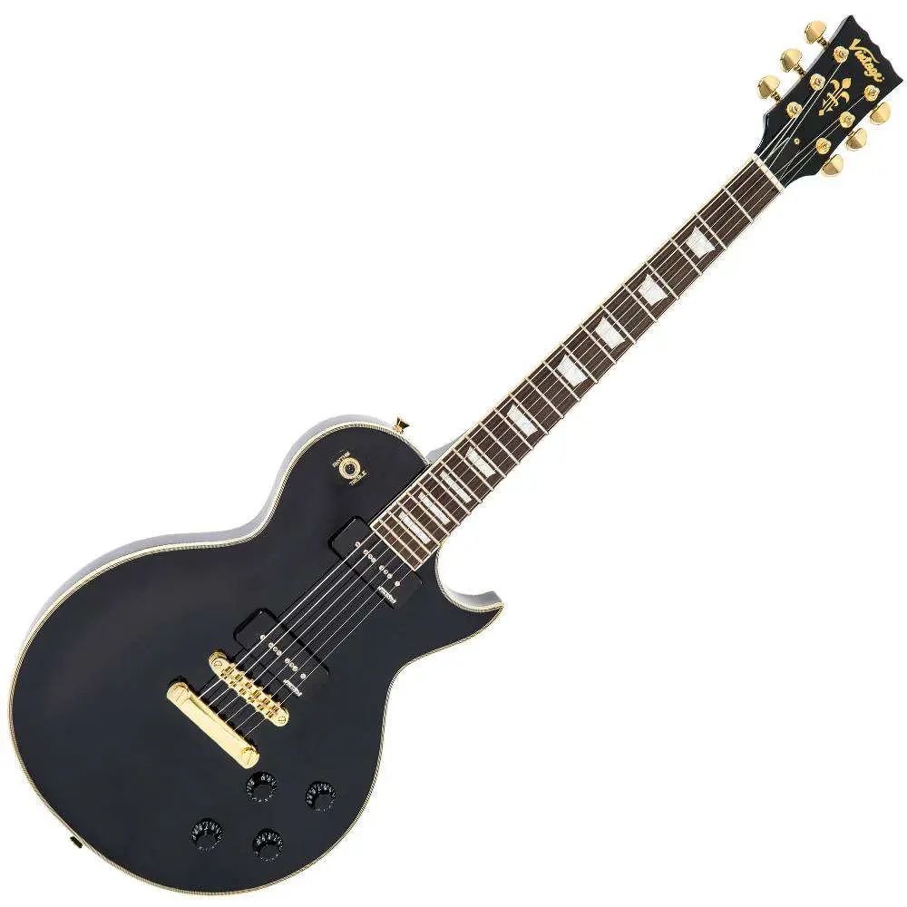 Vintage V100PBB ReIssued Electric Guitar w/W90 Pickups ~ Boulevard Black - Image 3