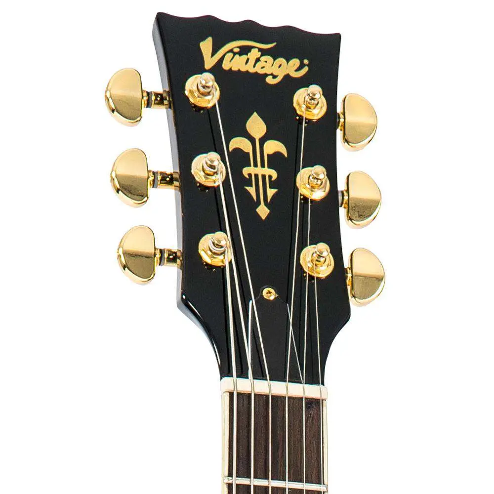 Vintage V100PBB ReIssued Electric Guitar w/W90 Pickups ~ Boulevard Black - Image 9
