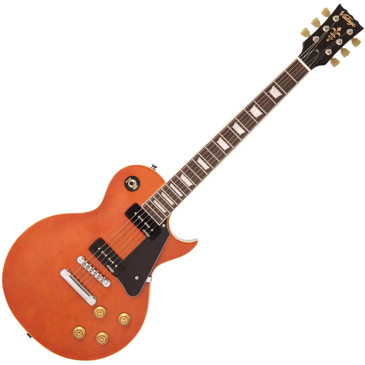 Vintage V100P MH ReIssued Electric Guitar ~ Natural Mahogany - Image 15