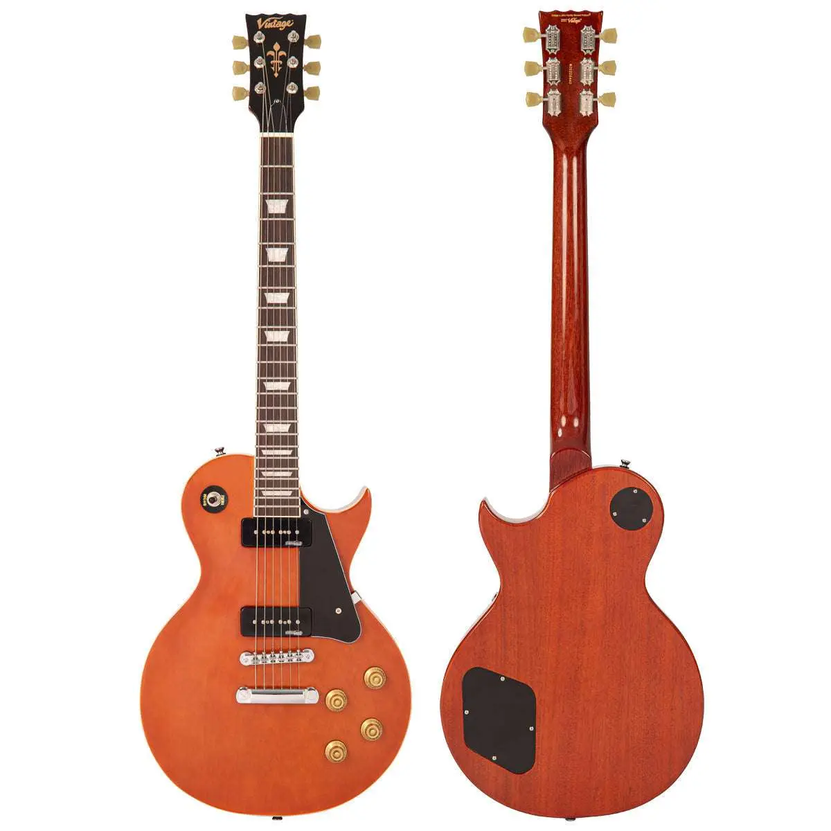 Vintage V100P MH ReIssued Electric Guitar ~ Natural Mahogany - Image 16