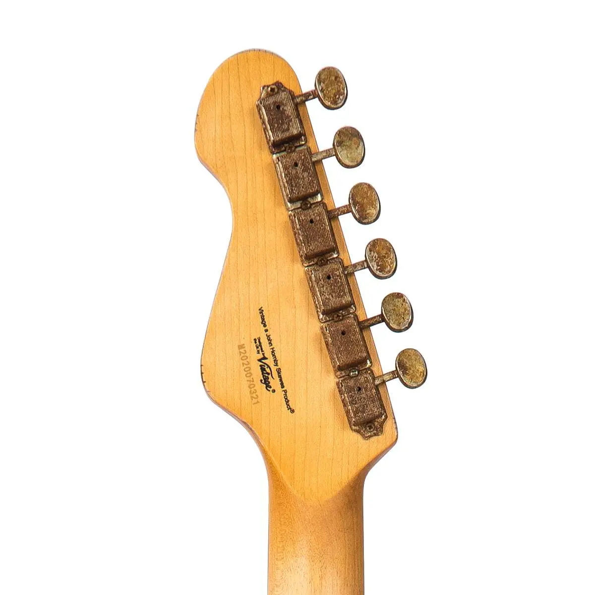 Vintage V6 ICON Electric Guitar ~ Distressed Gun Hill Blue Over Sunburst - Image 8