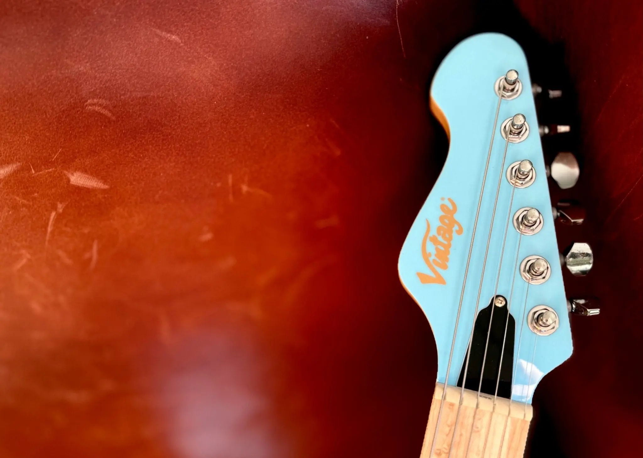 Vintage V6M24 ReIssued Electric Guitar ~ Laguna Blue - Image 5