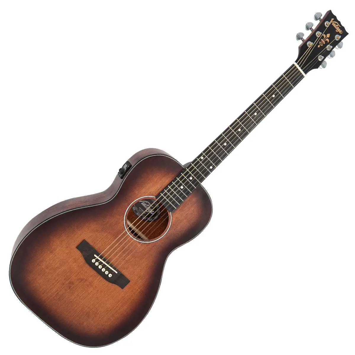 Vintage VE1800AQ Stage Series 'Parlour' Electro-Acoustic Guitar ~ Antiqued - Image 10