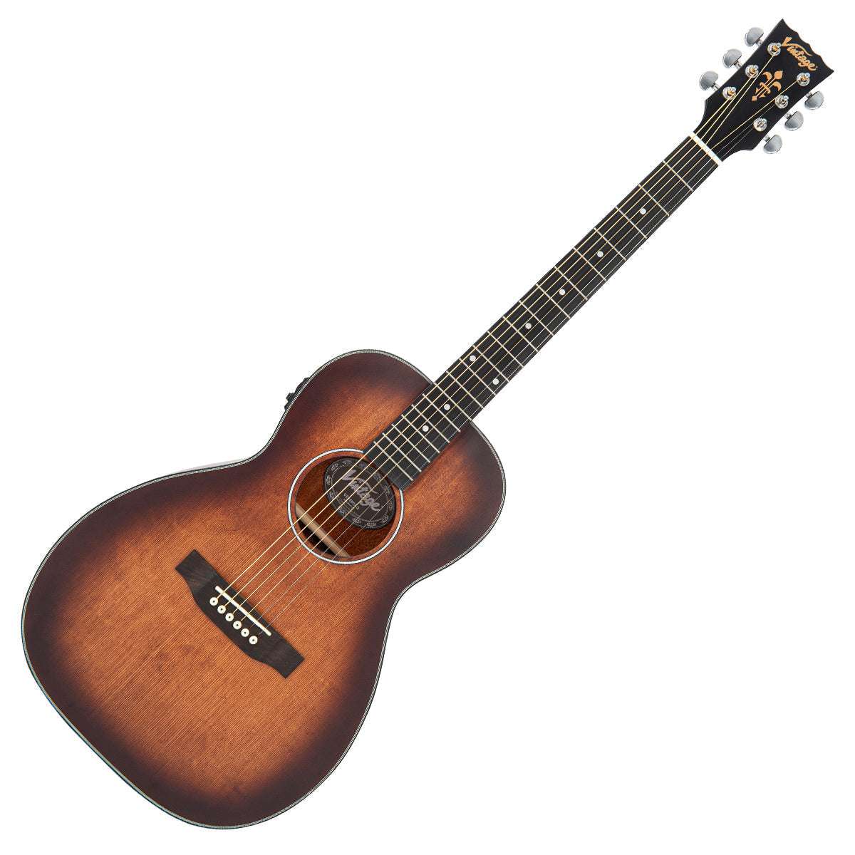 Vintage VE1800AQ Stage Series 'Parlour' Electro-Acoustic Guitar ~ Antiqued - Image 12