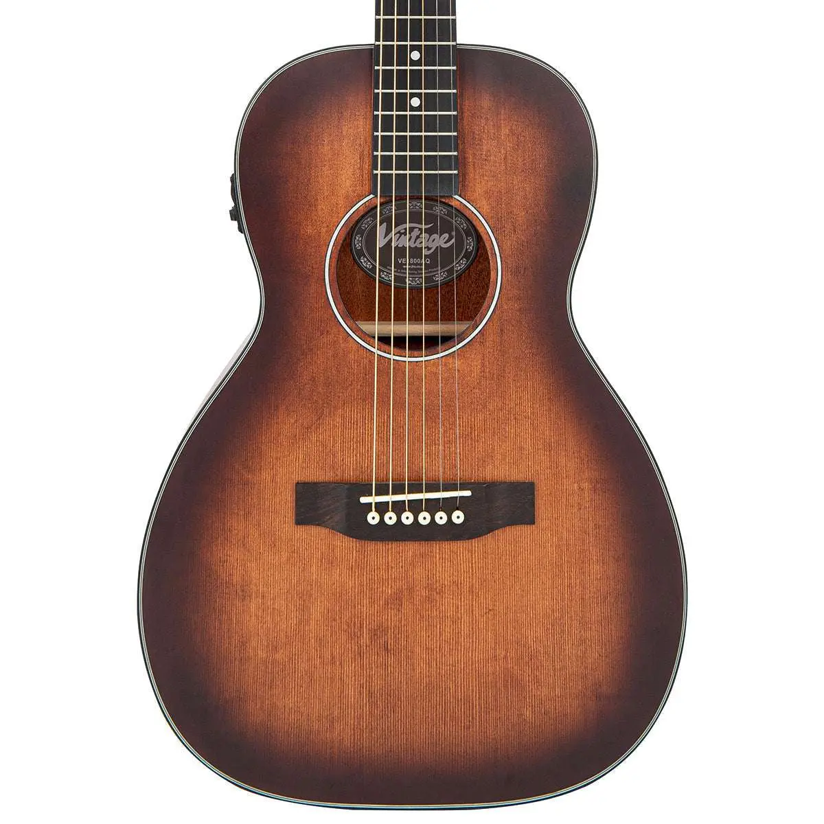 Vintage VE1800AQ Stage Series 'Parlour' Electro-Acoustic Guitar ~ Antiqued - Image 13